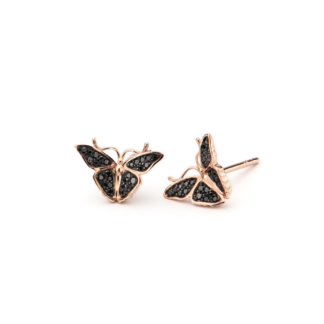 Kolczyki Black butterflies z różowego złota