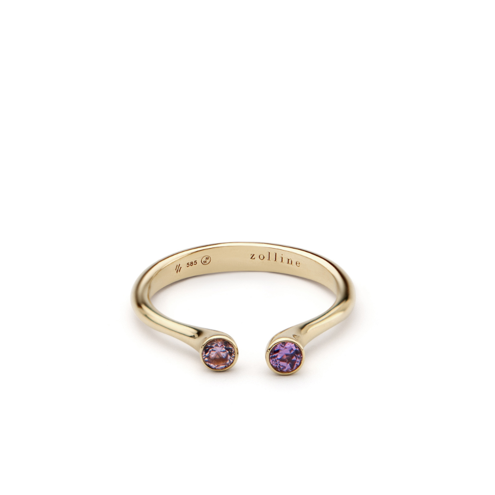 Pierścionek Astoria rose violet z żółtego złota