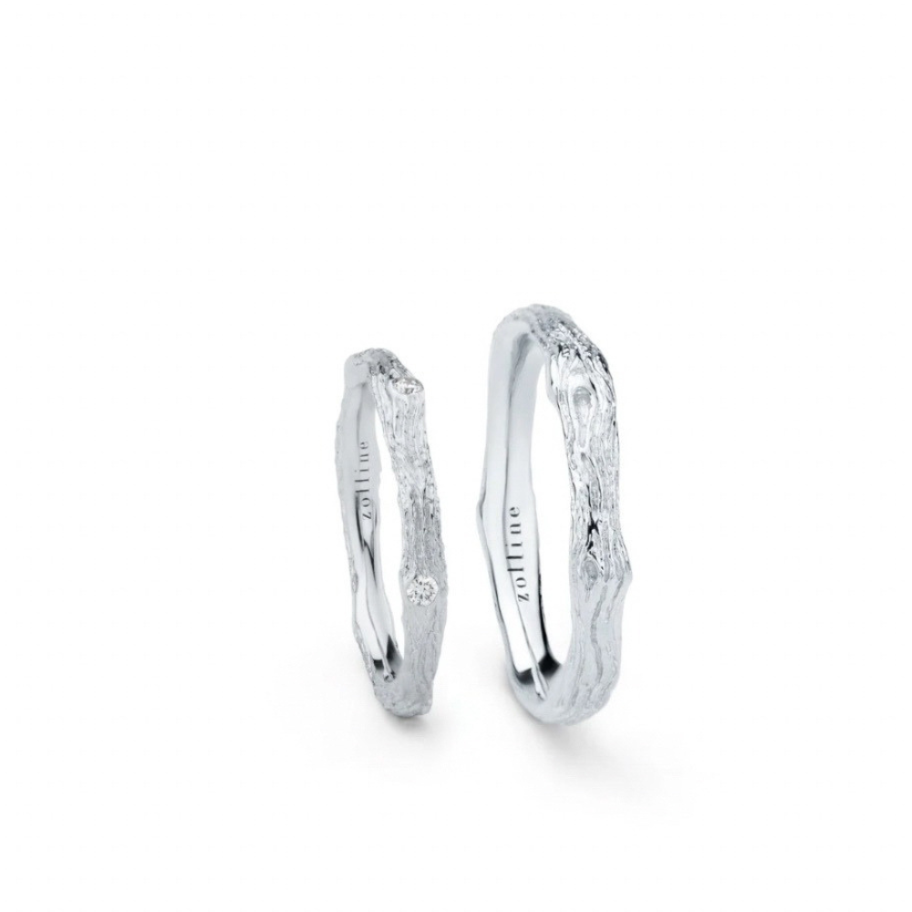 Obrączki Branchine diamonds i The branch z białego złota