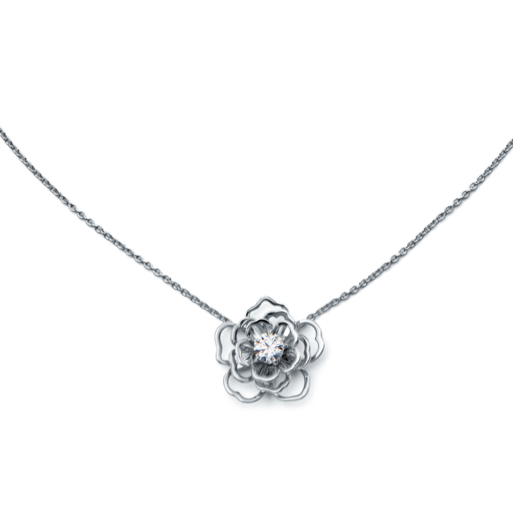 Naszyjnik Diamond flower z białego złota złota