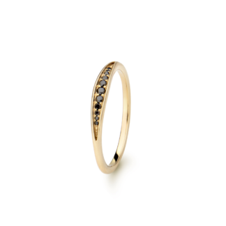 Pierścionek Diamond rainbow black z żółtego złota