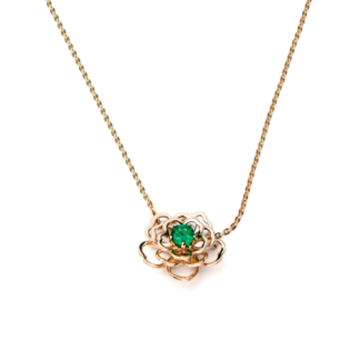 Naszyjnik Emerald flower z różowego złota