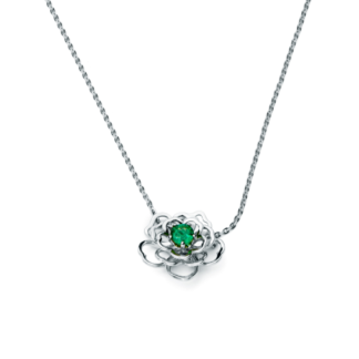 Naszyjnik Emerald flower z białego złota
