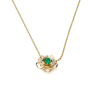 Naszyjnik Emerald flower z żółtego złota