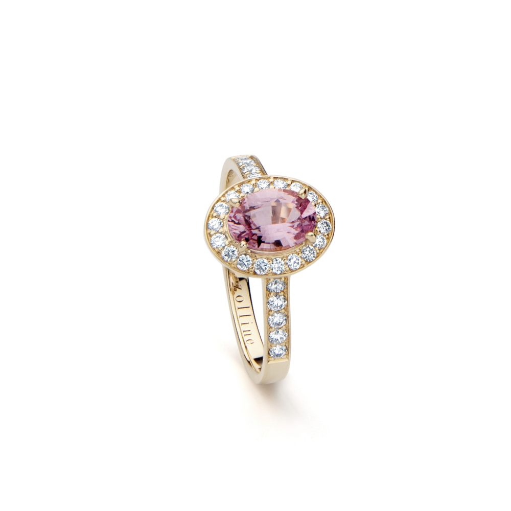 Pierścionek Gisele radiant orchid z żółtego złota