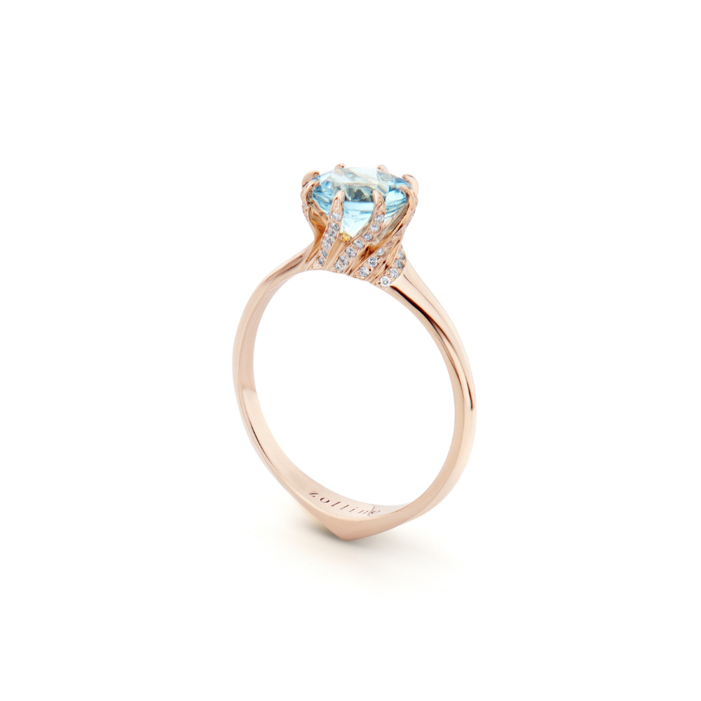 Pierścionek Julia's rose aqua z różowego złota