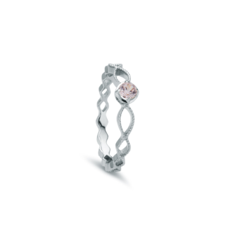 Pierścionek light rose z białego złota
