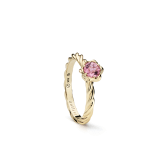 Pierścionek Glorious turmaline pink z żółtego złota