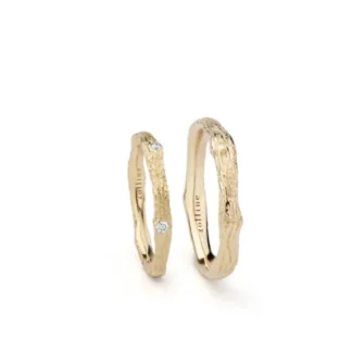 Obrączki Branchine diamonds i The branch z żółtego złota