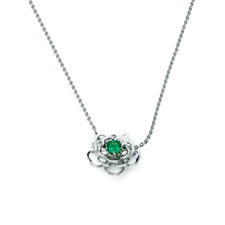 Naszyjnik Emerald flower z białego złota