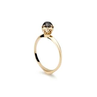 Pierścionek Mariposa black z żółtego złota